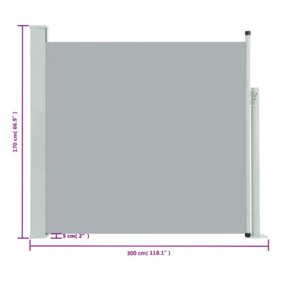 Copertină Laterală Retractabilă pentru Terasă - 170x300 cm