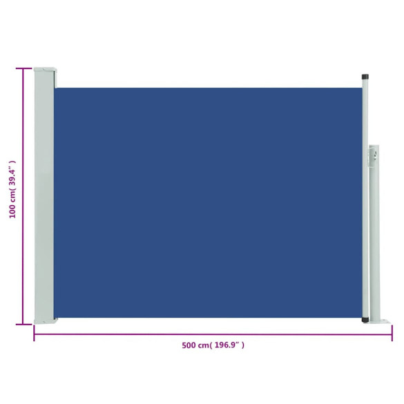 Copertină Laterală Retractabilă Terasă - Albastru 100x500 cm Copertină Laterală Retractabilă Terasă - Albastru 100x500 cm