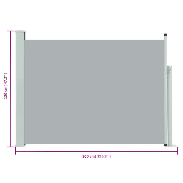 Copertină Laterală Retractabilă Gri - 120x500 cm