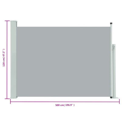 Copertină Laterală Retractabilă Gri - 120x500 cm
