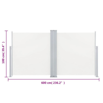 Copertină Laterală Retractabilă Crem - 100x600 cm | Comandă
