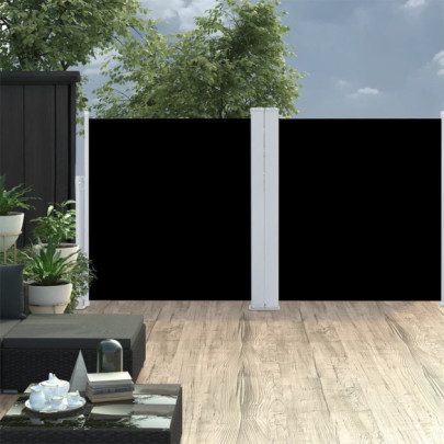 Copertină Laterală Retractabilă - Negru 120x600 cm | Livrare Gratuită