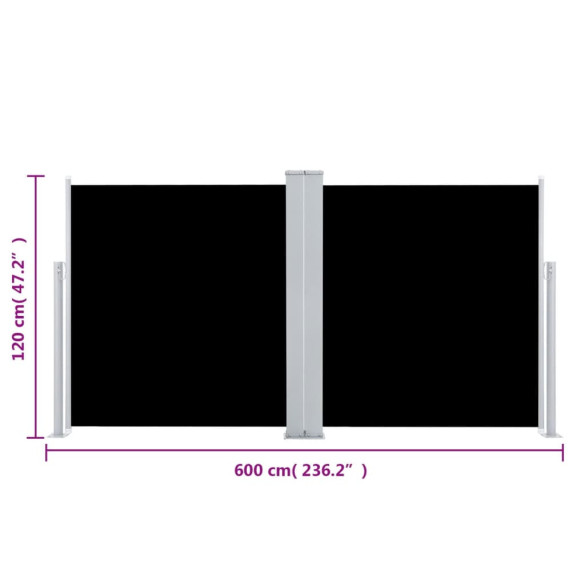 Copertină Laterală Retractabilă - Negru 120x600 cm | Livrare Gratuită