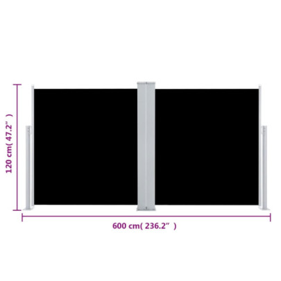 Copertină Laterală Retractabilă - Negru 120x600 cm | Livrare Gratuită