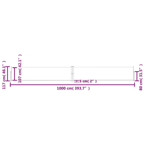 Copertină Laterală Retractabilă Antracit - 120x1000 cm