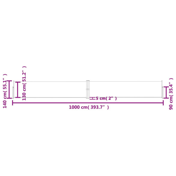 Copertină Laterală Retractabilă Antracit - 140x1000 cm