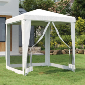 Cort de petrecere cu plasă, 4 pereți - Alb, 2x2m