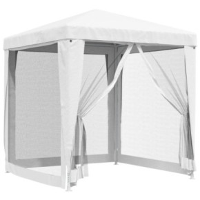 Cort de petrecere cu plasă, 4 pereți - Alb, 2x2m 2