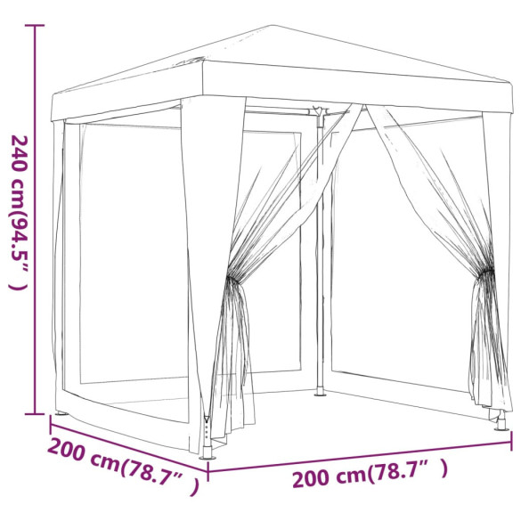 Cort de petrecere cu plasă, 4 pereți - Alb, 2x2m Cort de petrecere cu plasă, 4 pereți - Alb, 2x2m