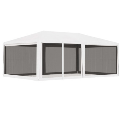 Cort de petrecere cu 4 pereți din plasă - alb - 4 x 6 m