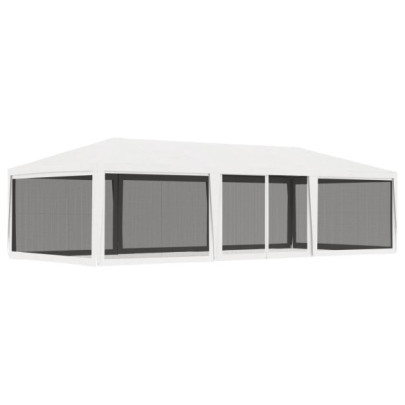 Cort de petrecere cu 4 pereți din plasă - alb - 4 x 9 m