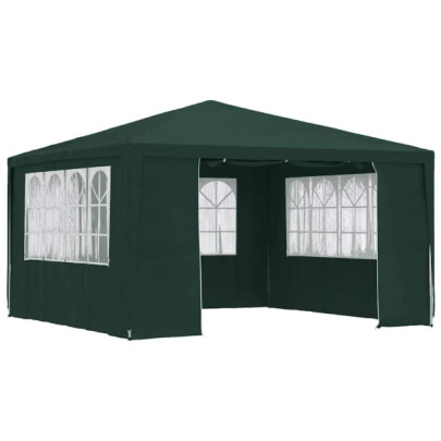 Cort petrecere profesional cu pereți laterali verde 4x4m 90g/m²