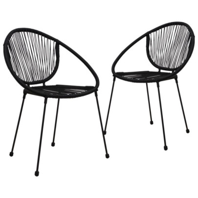 Scaune de grădină - 2 buc. - negru - ratan PVC