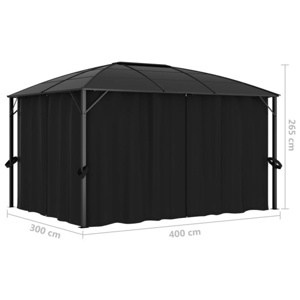 Pavilion cu Perdele Antracit 4x3m - Livrare Gratuită