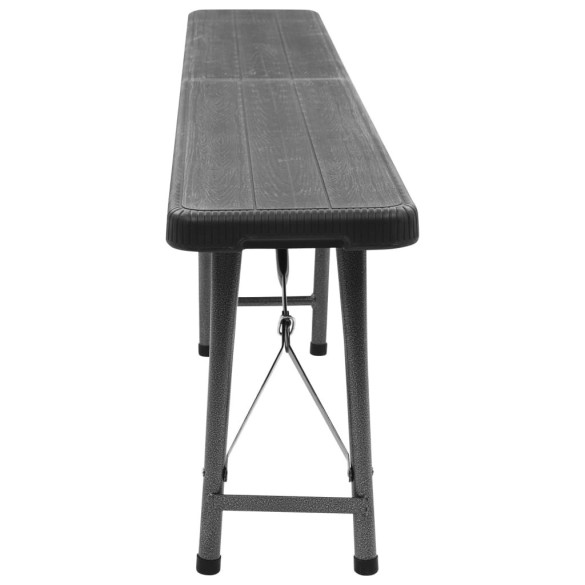Bănci Grădină Pliabile 2 Buc - Negru 180 cm - HDPE | Livrare Gratuită