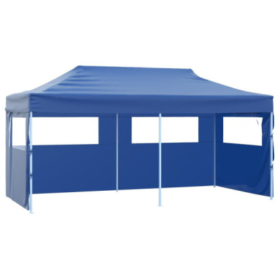 Cort de petrecere pliabil cu 4 pereți - albastru - 3 x 6 m - oțel