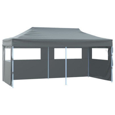 Cort de petrecere pliabil cu 4 pereți - antracit - 3 x 6 m - oțel