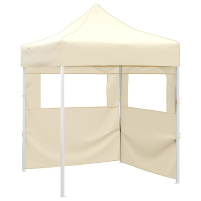 Cort de petrecere pliabil cu 2 pereți - crem - 2 x 2 m - oțel