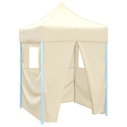 Cort de petrecere pliabil cu 4 pereți - crem - 2 x 2 m - oțel