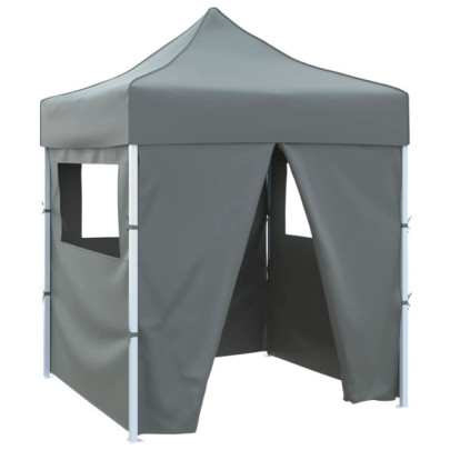 Cort de petrecere pliabil cu 4 pereți - antracit - 2 x 2 m - oțel