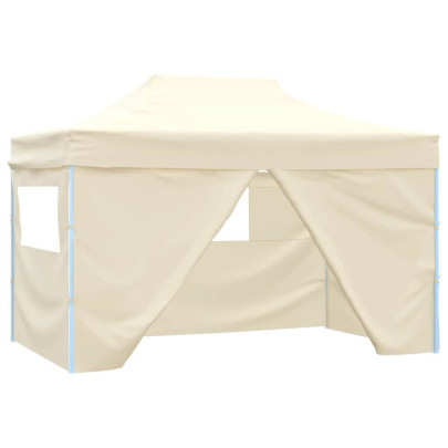 Cort de petrecere pliabil cu 4 pereți - crem - 3 x 4 m - oțel