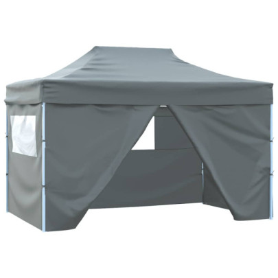 Cort de petrecere pliabil cu 4 pereți - antracit - 3 x 4 m - oțel