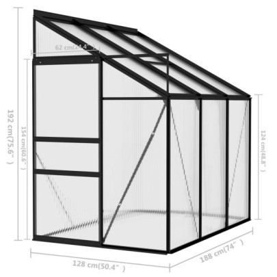 Seră aluminiu antracit 3.8m³ - Cultivă plante tot anul