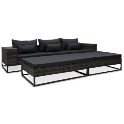 Set canapele de grădină cu perne - 5 piese - gri - poliratan