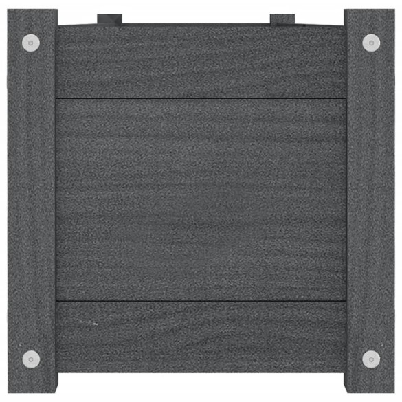 Strat Înălțat Grădină Gri, 2 Buc - Lemn Masiv Pin