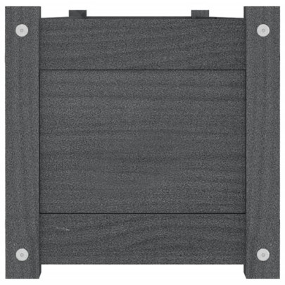 Strat Înălțat Grădină Gri, 2 Buc - Lemn Masiv Pin