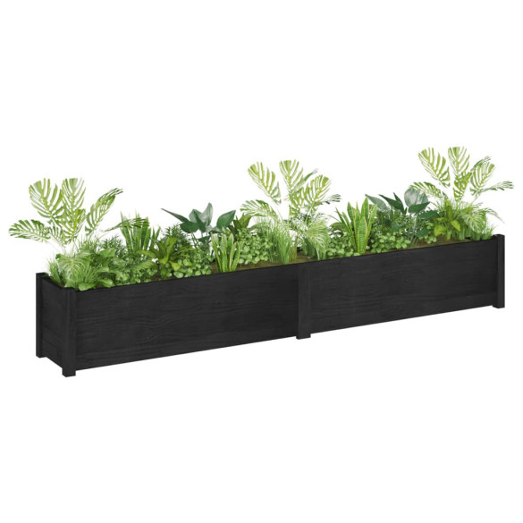Jardiniere Grădină Lemn Masiv Pin - 2 buc. Negru 200x31x31 cm