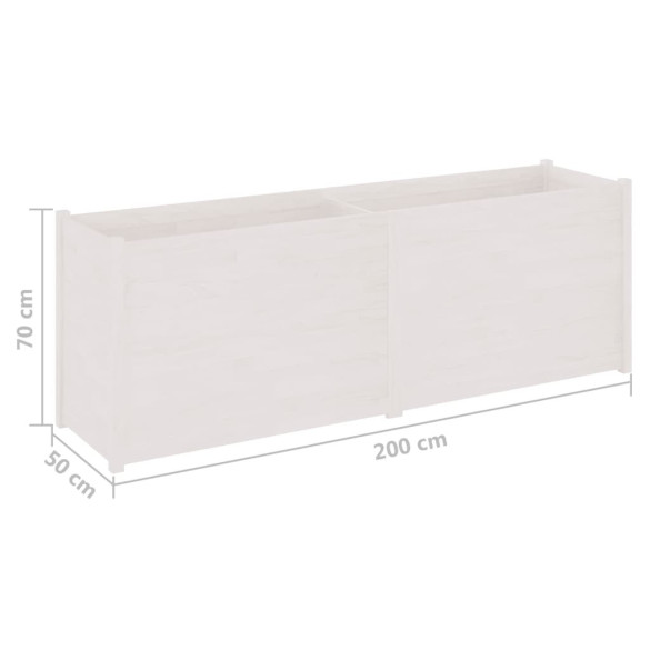 Jardinieră Grădină Albă - Lemn Masiv de Pin - 200x50x70 cm