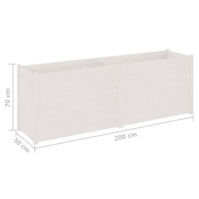Jardinieră Grădină Albă - Lemn Masiv de Pin - 200x50x70 cm
