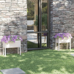 Jardiniere Grădină Lemn Masiv Pin - 2 bucăți Alb