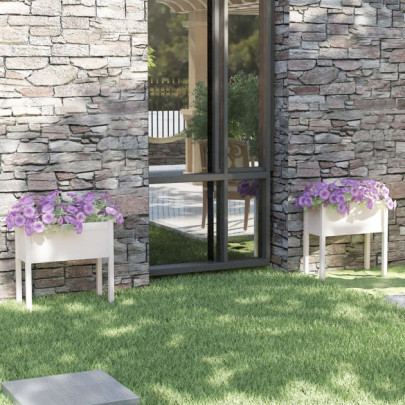 Jardiniere Grădină Lemn Masiv Pin - 2 bucăți Alb