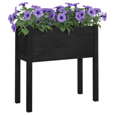 Jardiniere Grădină 2 buc. Lemn Masiv Pin Negru 70x31x70 cm