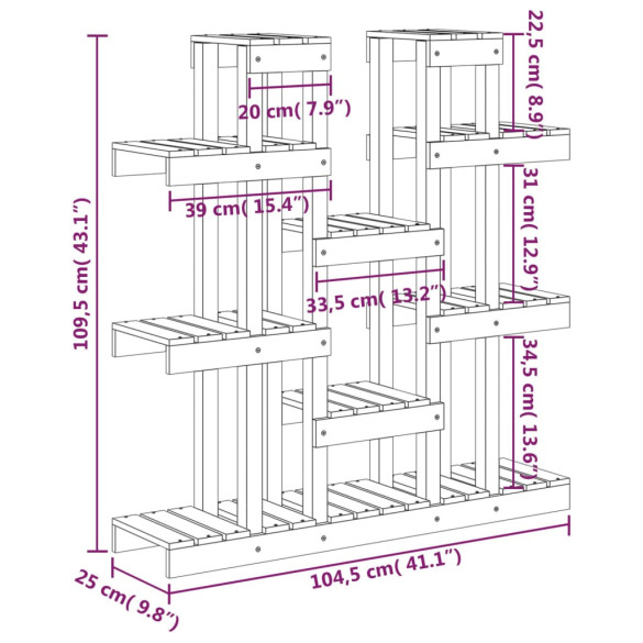 Suport Plante Lemn Masiv Pin - 109.5cm - Livrare Gratuită