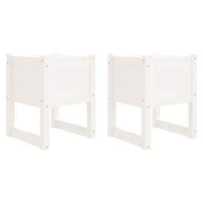 Jardiniere Lemn Masiv Pin - Set 2 Bucati - Alb 2