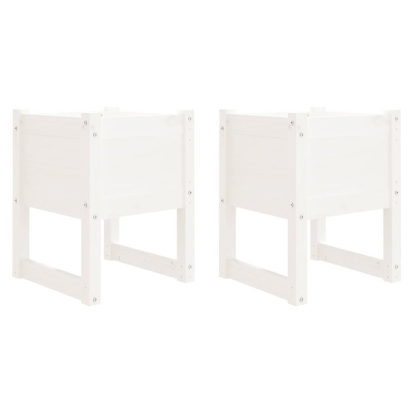 Jardiniere Lemn Masiv Pin - Set 2 Bucati - Alb