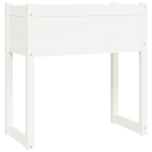 Jardinieră Albă Lemn Masiv de Pin - Decor Grădină