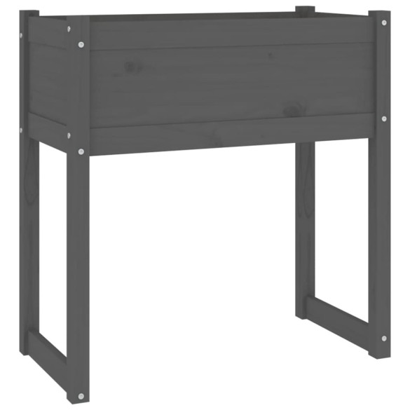 Jardinieră Gri Lemn Masiv de Pin - Decor Grădină