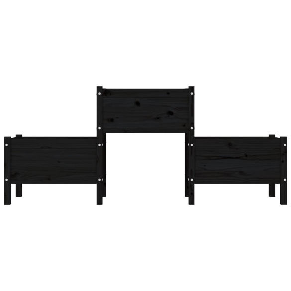 Jardinieră Lemn Masiv de Pin - Negru - 178,5x44x75 cm