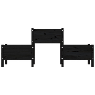 Jardinieră Lemn Masiv de Pin - Negru - 178,5x44x75 cm