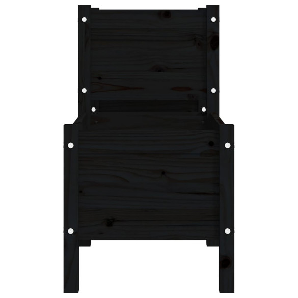 Jardinieră Lemn Masiv de Pin - Negru - 178,5x44x75 cm