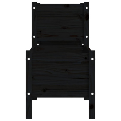 Jardinieră Lemn Masiv de Pin - Negru - 178,5x44x75 cm