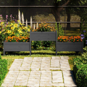Jardinieră Gri Lemn Masiv de Pin - 245,5x44x75 cm | Comandă Acum