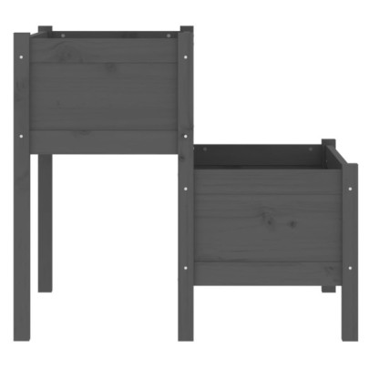 Jardinieră Gri 2 Niveluri Lemn Masiv de Pin - Livrare Gratuită