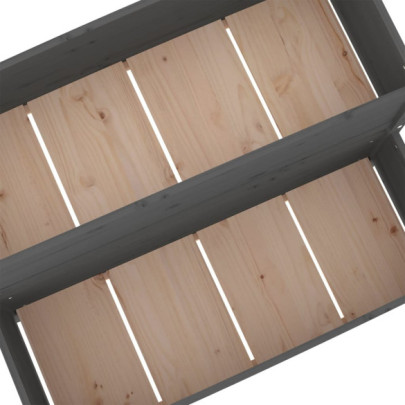 Jardinieră Gri Lemn Masiv de Pin - 2 Niveluri - Livrare Gratuită