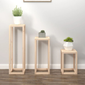 Set Suport Plante Lemn Masiv - 3 Piese - Decor Gradina