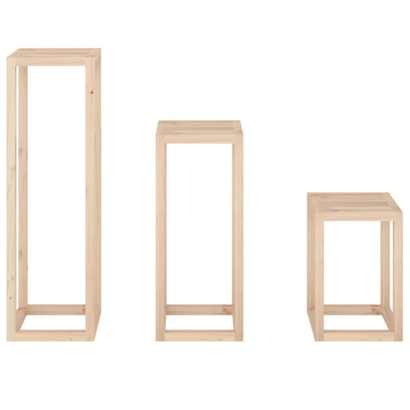 Set Suport Plante Lemn Masiv - 3 Piese - Decor Gradina